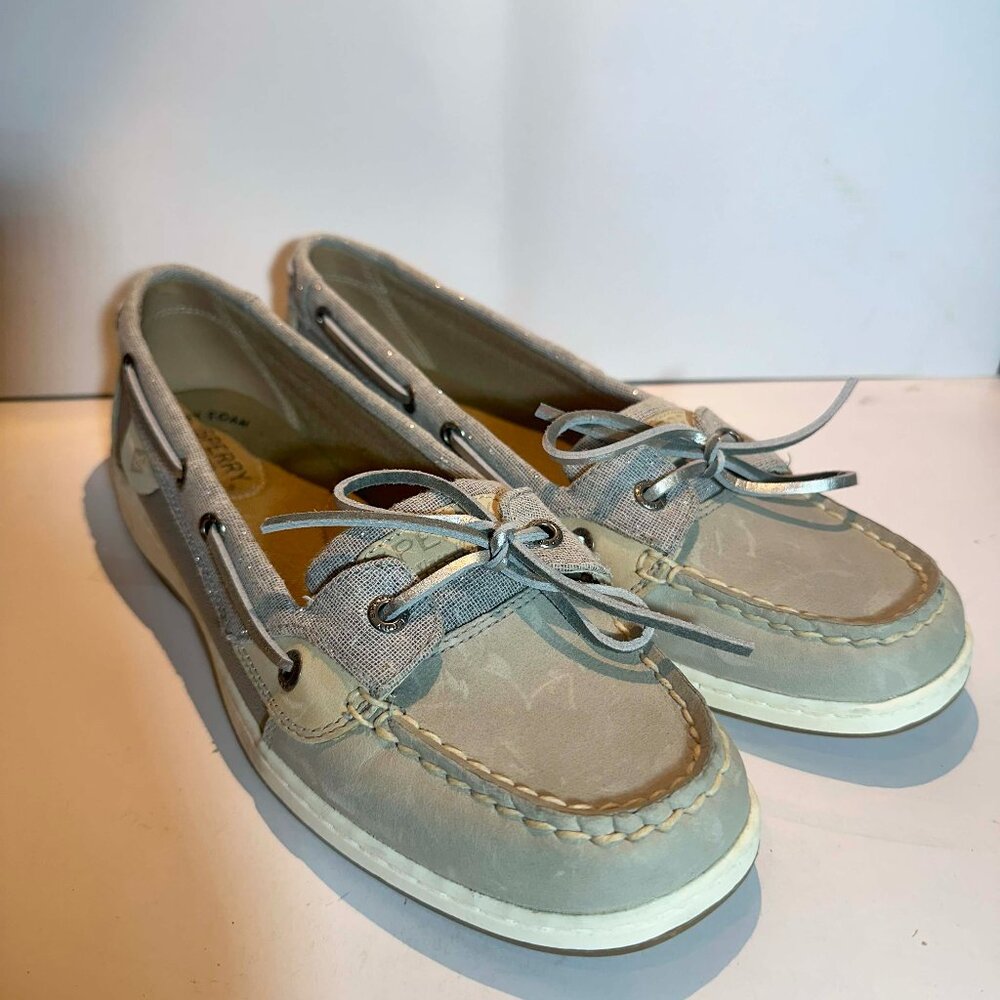 Women's Sperry Angelfish Boat Shoe, STS84433, Metallic Grey/Silver